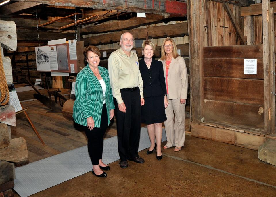 From left, Wayne County Commissioner Becky Foster, Wayne County Commissioner Ron Amstutz, Director of the Ohio Department of Agriculture Dorothy Pelanda, and Wayne County Commissioner Sue Smail visited the newest addition to the Buckeye Agricultural Museum and Education Center during Pelanda’s recent visit to hear about the challenges the agriculture industry is facing.