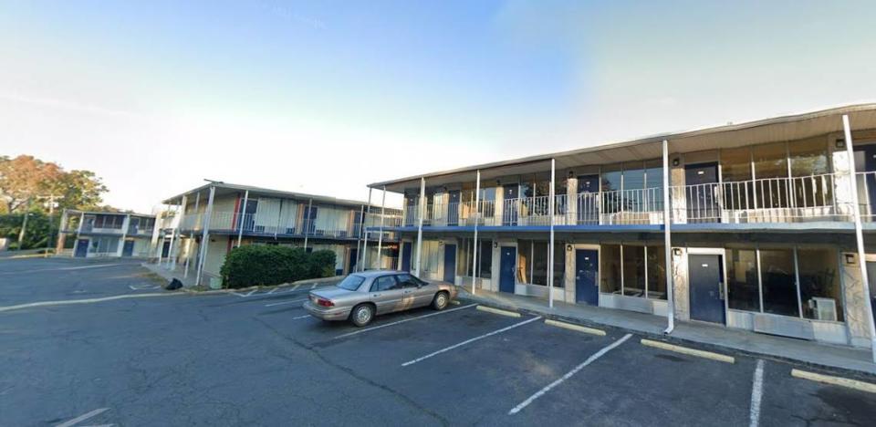 Economy Inn at 5350 Reagan Drive in Charlotte, NC. Charlotte City Council will vote on purchasing the motel for demolition on Monday, April 10, 2023.