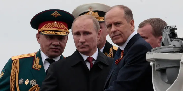 Russian President Vladimir Putin with top Russian officials