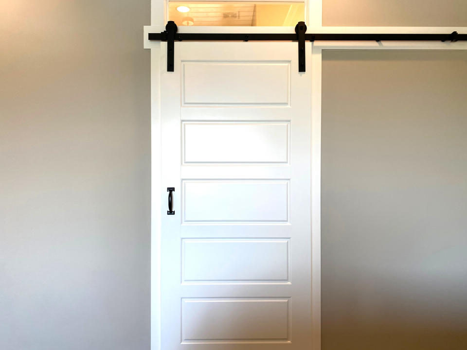 White sliding barn door