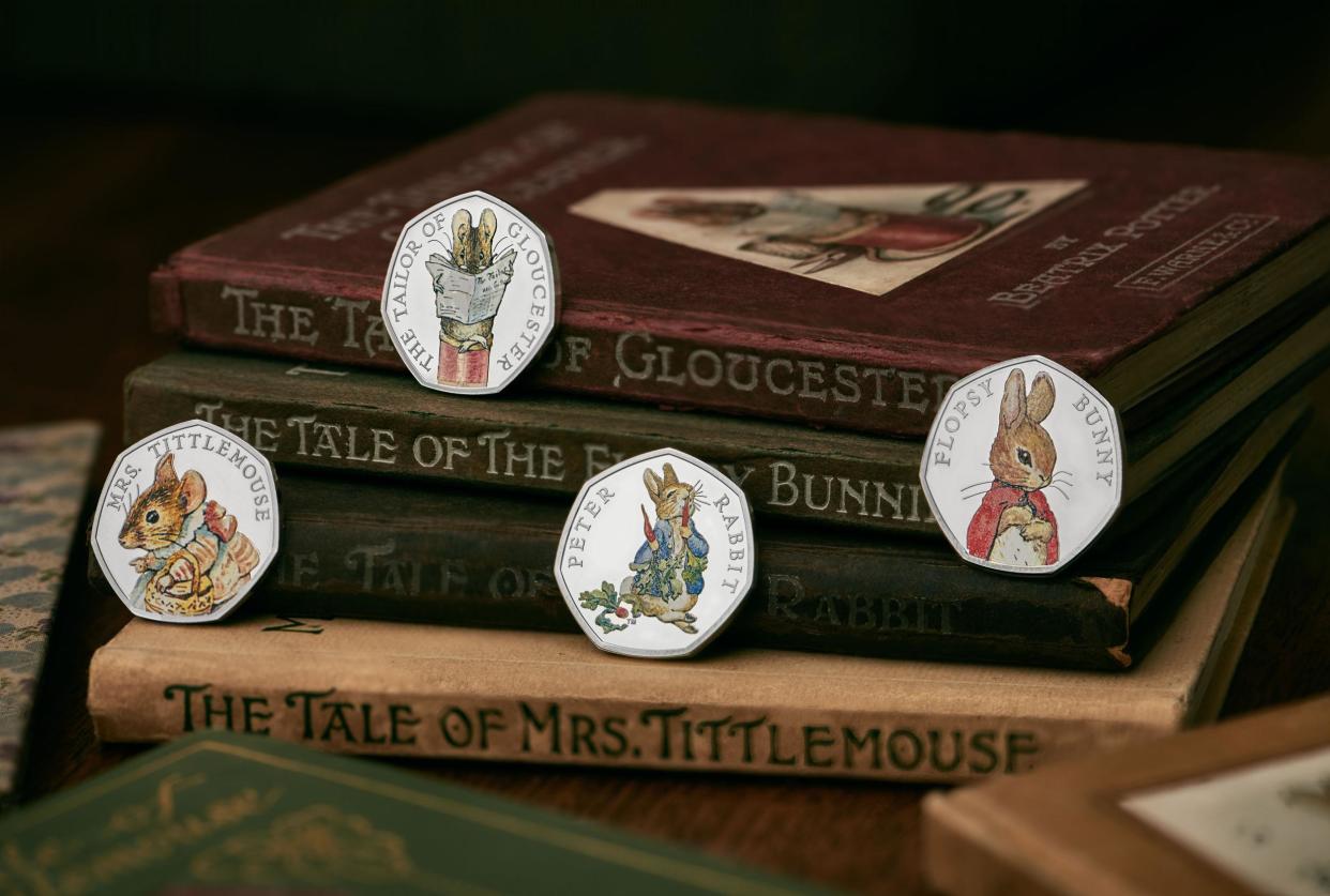 A collection of new coins featuring Beatrix Potter characters: Royal Mint