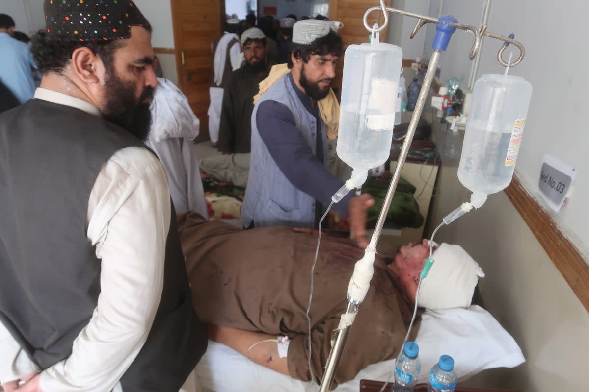 An injured victim of the Mastung blast is treated at a hospital in Quetta (EPA)