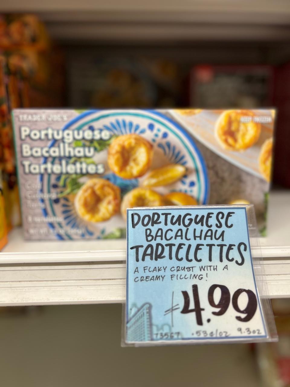 Trader Joe's Portuguese Bacalhau Tartelettes on the store shelf