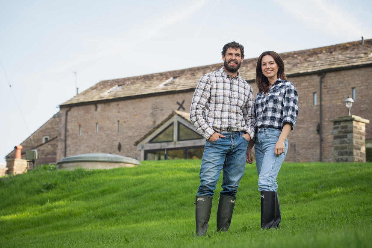 Kelvin Fletcher and Liz Marsland took up farming in the Peak District with no experience but are learning on the job in the BBC show 'Kelvin's Big Farming Adventure'