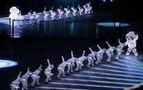 <p>Dancers perform during the closing ceremony of the 2018 Winter Olympics in Pyeongchang, South Korea, Sunday, Feb. 25, 2018. (AP Photo/Michael Probst) </p>