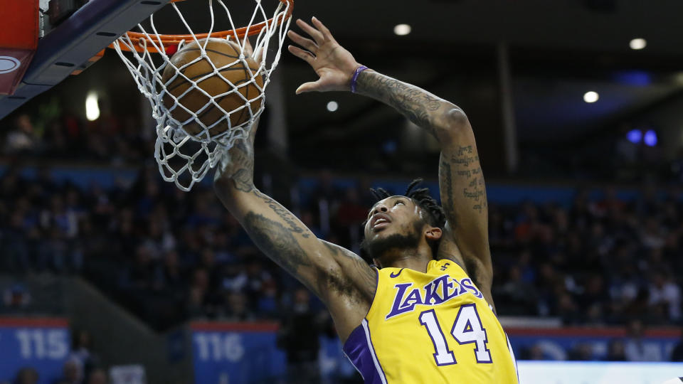 Brandon Ingram has come on over the past two months, but the Lakers sophomore will be sidelined for a bit by a left groin strain. (AP)