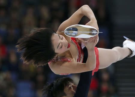 Figure Skating - ISU World Championships 2017 - Pairs Free Skating - Helsinki, Finland - 30/3/17 - Sui Wenjing and Han Cong of China compete. REUTERS/Grigory Dukor