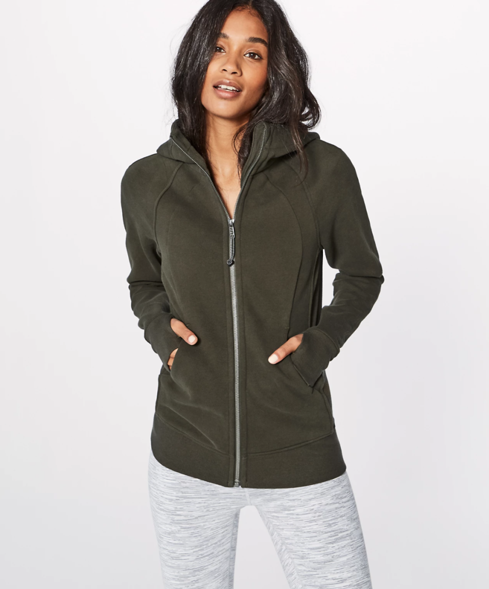 Scuba Hoodie in Dark Olive. Image via Lululemon.