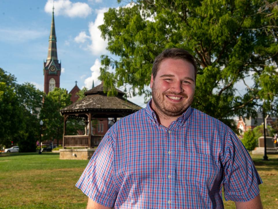 Actors Company of Natick (ACON) founder Patrick Conaway on the Natick Town Common, Aug. 8, 2022.