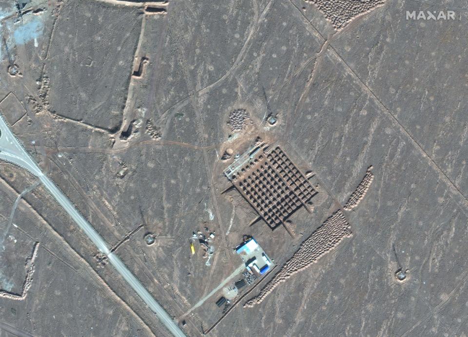 This Dec. 11, 2020, satellite photo by Maxar Technologies shows construction at Iran's Fordo nuclear facility. Iran has begun construction on a site at its underground nuclear facility at Fordo amid tensions with the U.S. over its atomic program, satellite photos obtained Friday, Dec. 18, 2020, by The Associated Press show. (Maxar Technologies via AP)