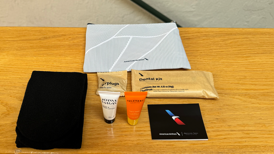 Inside the new American Airlines premium-economy amenity kit. - Kyle Olsen/CNN Underscored