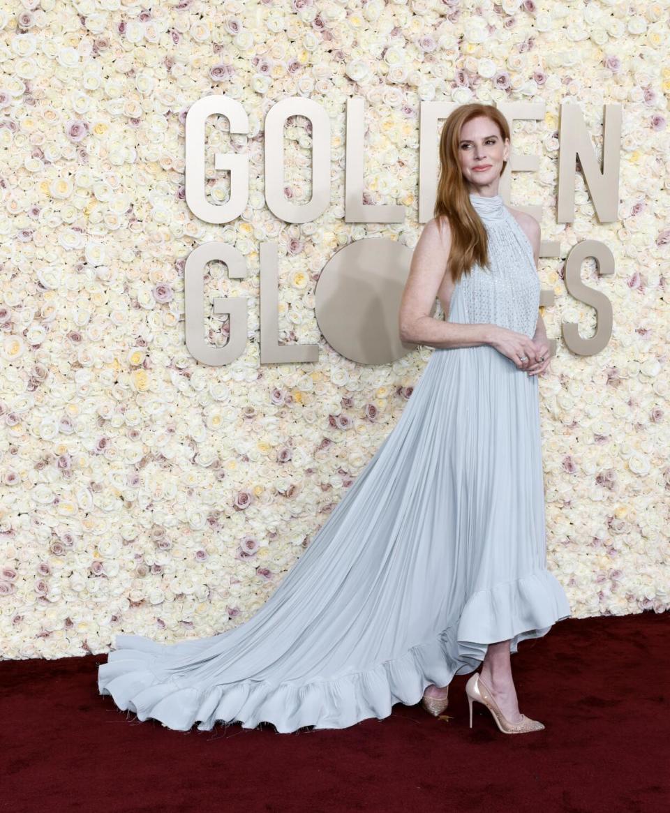 Sarah Rafferty on the red carpet of the 81st Golden Globe Awards held at the Beverly Hilton