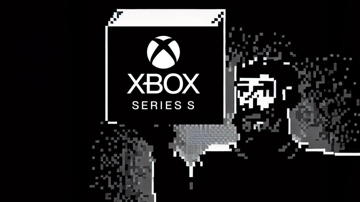  Pixel dude holding up an Xbox Series S logo 