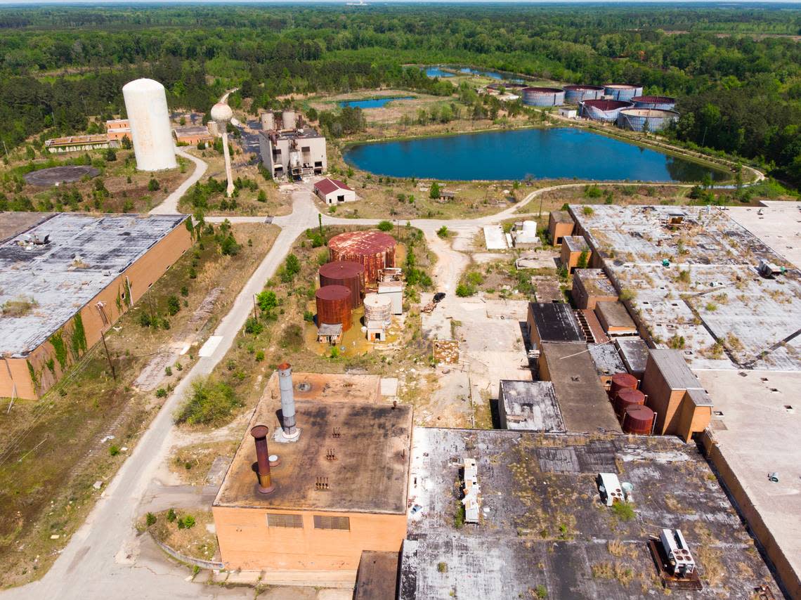 Textile plants are a major source of forever chemicals. National manufacturers shipped the chemicals to places like Galey and Lord, seen here. It is a textile plant in Darlington County, South Carolina. Sludge from the plant was spread on farm fields as fertilizer.