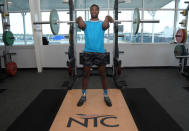 American track and field sprinter Noah Lyles trains in the gym at the National Training Center in Clermont, Florida, U.S., February 19, 2019. Photo taken February 19, 2019. REUTERS/Phelan Ebenhack