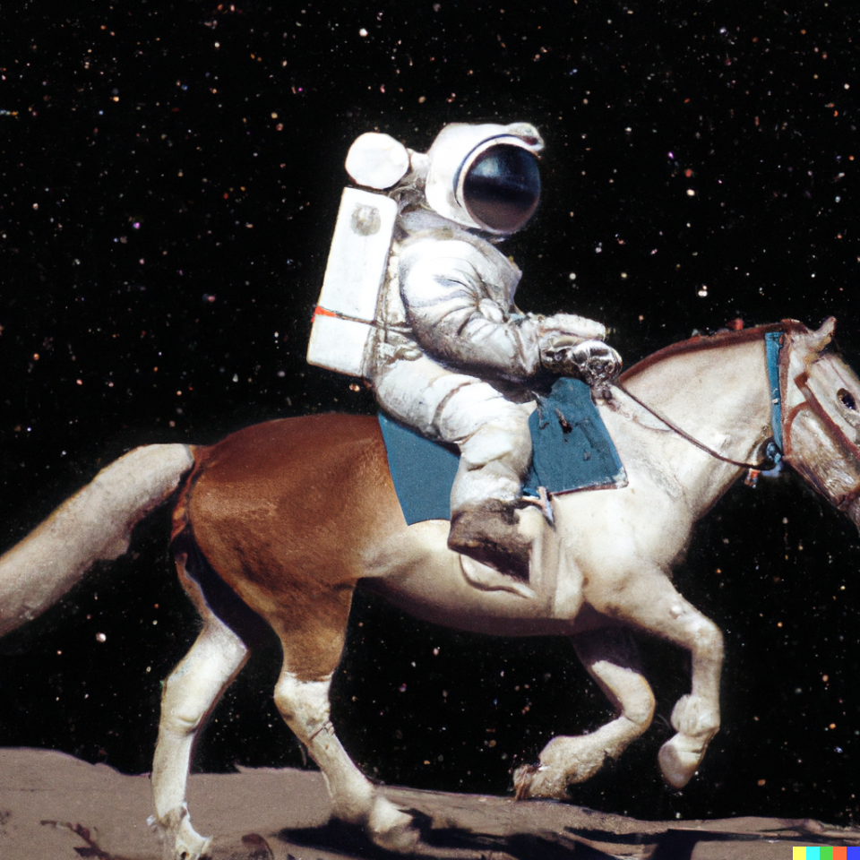 A photo of an astronaut riding a horse.