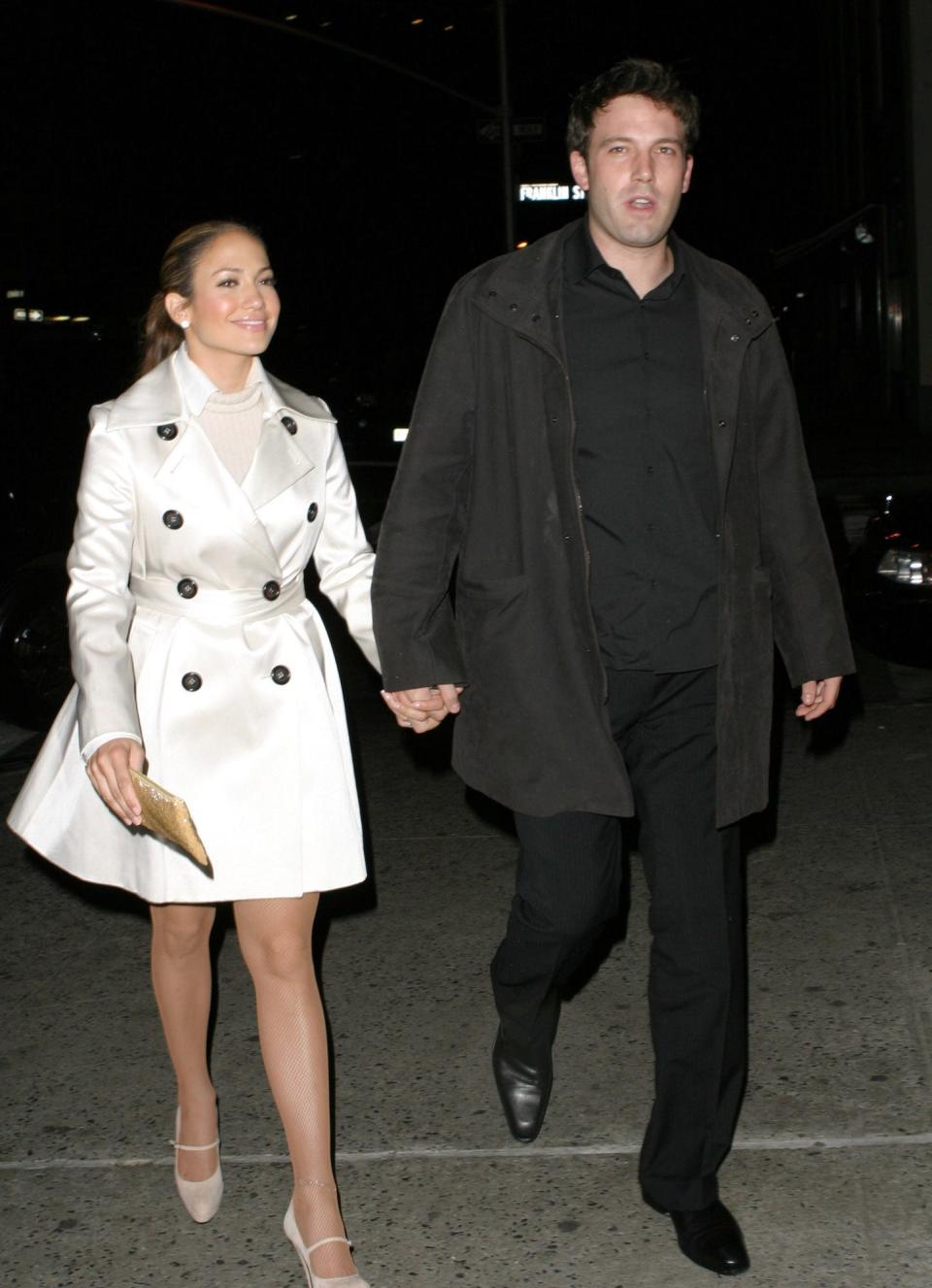 Jennifer Lopez and Ben Affleck in New York City on October 28, 2003.