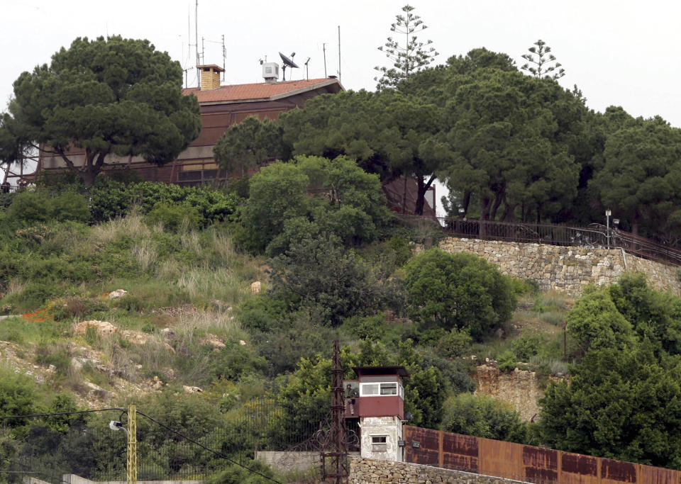 FILE - This undated photo shows U.S. Embassy in Aukar, a northern suburb of Beirut, Lebanon. An unknown gunman opened fire outside the U.S. Embassy in Lebanon late Wednesday night, Sept. 20, 2023. (AP Photo/File)