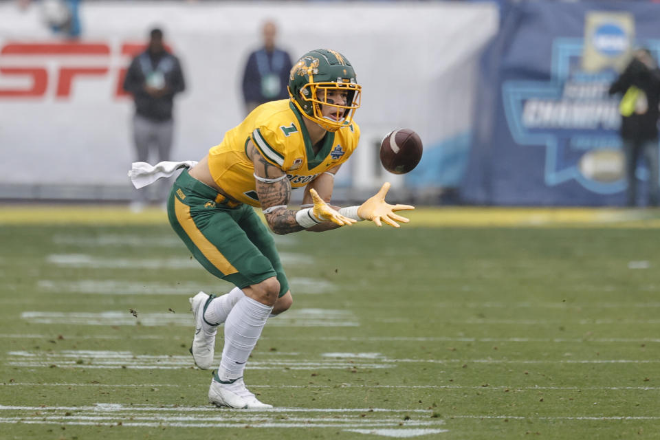 North Dakota State WR Christian Watson helped the Bison win three FCS national championships. (Photo by Matthew Pearce/Icon Sportswire via Getty Images)