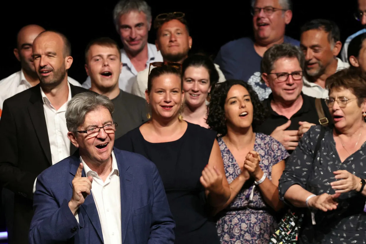 Les chefs de file de La France insoumise, ici rassemblés lors de l’université d’été à Châteauneuf-sur-Isère (Drôme), le 23 août 2024.