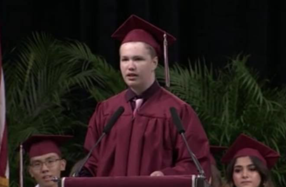 Sef Scott speaking at his high school graduation. (Photo: Facebook courtesy Plano Independent School District)