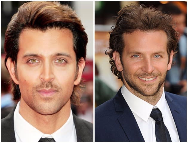 Hrithik Roshan and Bradley Cooper: The Indian Greek God and the American heart throb – two of the sexiest men on earth, who look so alike. The smoldering eyes, the sharp jaw lines, similar noses – well the analysis could go on.  