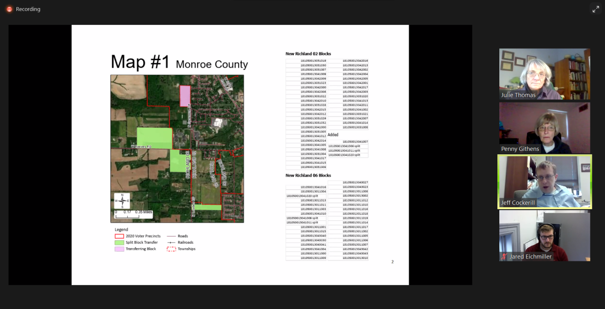 Jeff Cockerill presented the recommended changes to Monroe County's precinct lines to the Board of County Commissioners on Wednesday. The changes must be reviewed by state officials before being formally adopted by the county.