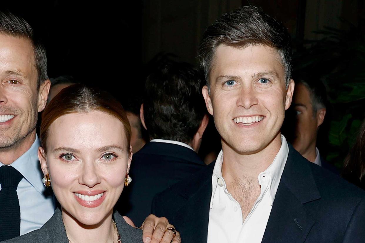 <p>Paul Morigi/Getty</p> Scarlett Johansson and Colin Jost attend the CAA Kickoff Party for The White House Correspondents