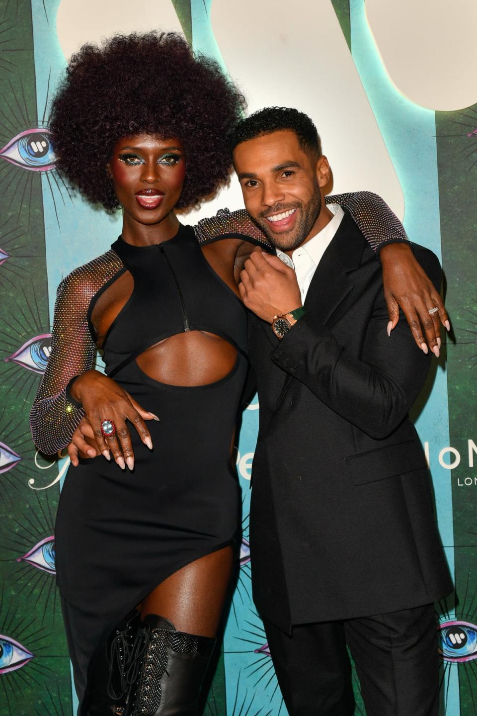 Jodie Turner-Smith and Lucien Laviscount enjoyed an animated catch up (Dave Benett/Getty Images for Warner)