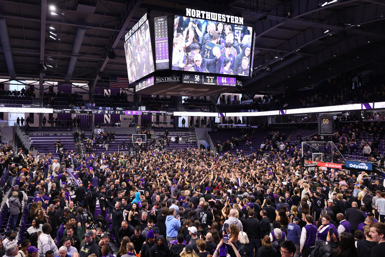 Northwestern stunned No. 1 Purdue on Sunday for the program's first ever win over a top-ranked team. (Michael Reaves/Getty Images)