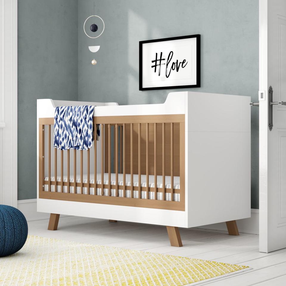 <p><a class="link " href="https://go.redirectingat.com?id=127X1599956&url=https%3A%2F%2Fwww.wayfair.co.uk%2Fchildren-nursery%2Fpdp%2Fmeble-vox-4-you-baby-cot-bed-mvox1511.html&sref=http%3A%2F%2Fwww.housebeautiful.com%2Fuk%2Flifestyle%2Fshopping%2Fg27166165%2Fbaby-nursery-furniture%2F" rel="nofollow noopener" target="_blank" data-ylk="slk:BUY NOW;elm:context_link;itc:0;sec:content-canvas">BUY NOW </a>£216.99, Wayfair</p><p>Looking for a stylish alternative to the classic cot? Get your hands on this white and wooden style from Wayfair, perfect for keeping your baby safe during the night. We love the raised legs and sleek finish. </p>