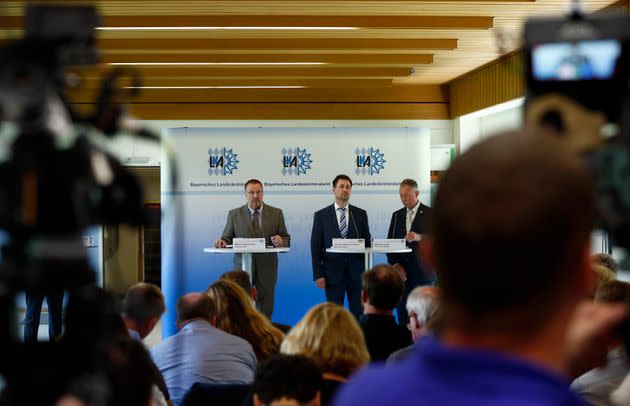 President of the Bavarian State Office of Criminal Investigation Robert Heimberger (L-R), Senior Prosecutor Thomas Steinkraus-Koch and Munich's police vice-superintendent Werner Feiler attend a news conference after a shooting rampage (Photo: Arnd Wiegmann / Reuters)