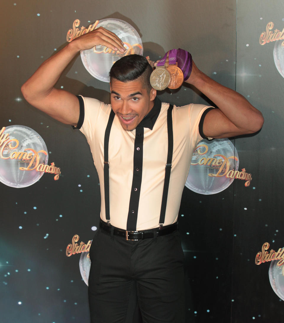 Olympian Louis Smith arriving for the launch of Strictly Come Dancing 2012, at BBC TV Centre in west London.   (Photo by Yui Mok/PA Images via Getty Images)