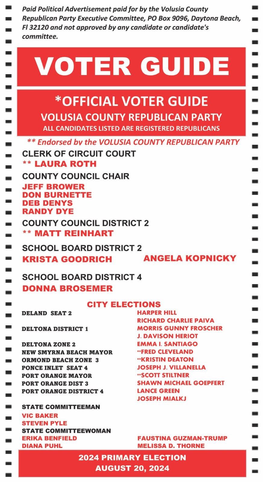Volusia County Republican Party Official Voter Guide
