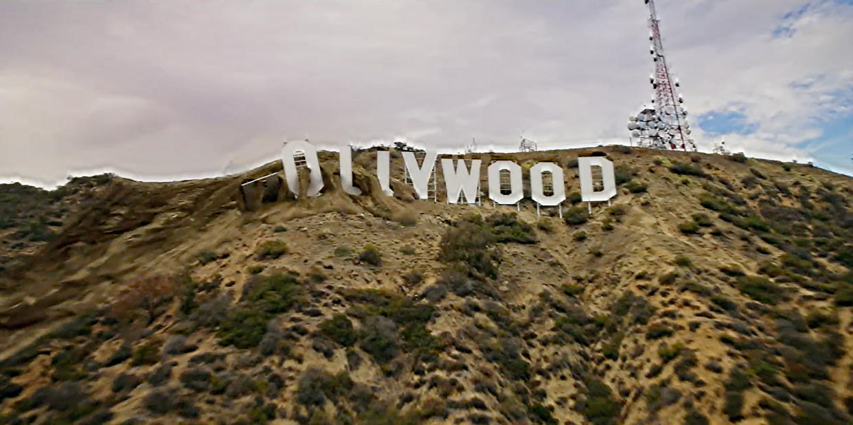 The iconic Hollywood sign crumbles in the Jan. 18, 2021, season premiere episode of 9-1-1.