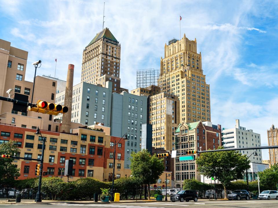 Tall buildings in Downtown Newark, New Jersey.