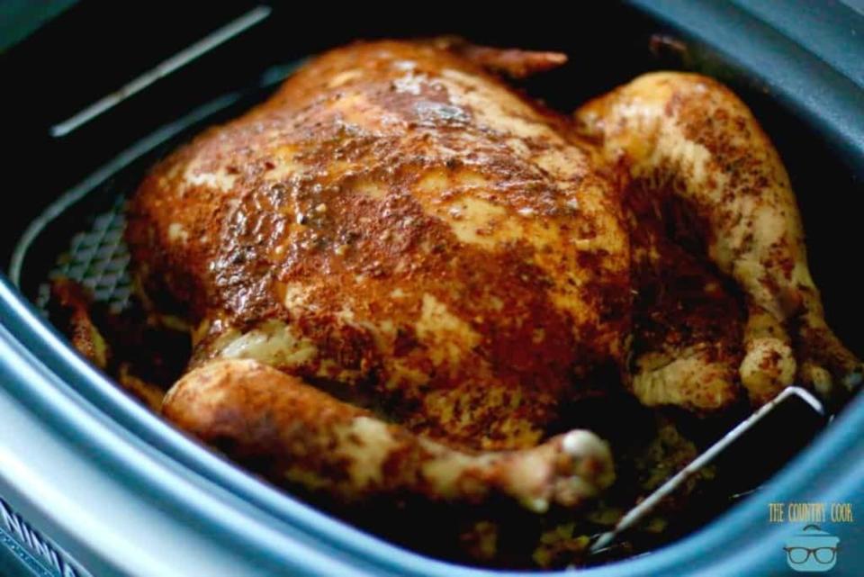 <p>The Country Cook</p><p>Minimal prep with amazing flavor. Let your Crock Pot do all the hard effort and work. </p><p><strong>Get the Recipe: <a href="https://www.thecountrycook.net/crock-pot-whole-bbq-chicken/" rel="nofollow noopener" target="_blank" data-ylk="slk:Crock Pot Whole Barbecue Chicken;elm:context_link;itc:0;sec:content-canvas" class="link ">Crock Pot Whole Barbecue Chicken</a></strong></p>