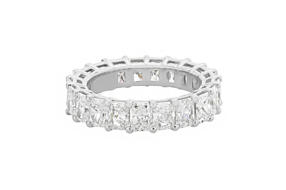 <a href="https://www.londonjewelers.com/two-by-london-platinum-radiant-diamond-eternity-band" rel="nofollow noopener" target="_blank" data-ylk="slk:Two by London platinum radiant diamond eternity band,;elm:context_link;itc:0;sec:content-canvas" class="link ">Two by London platinum radiant diamond eternity band,</a> $39,380