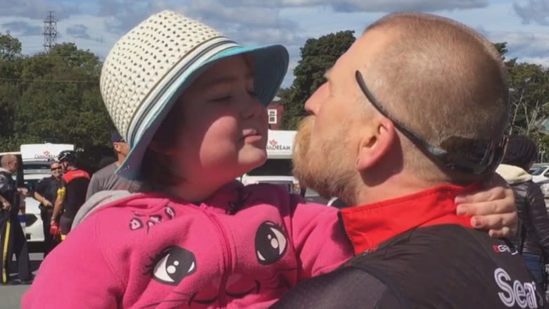 Cancer patient, 9, cheers oncologist at finish line of Kids Cancer Ride