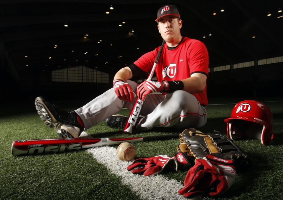 University of Utah baseball player C.J. Cron poses for photos Monday, April 25, 2011, inside the indoor practice facility. Cron is one of the top hitters in the country. | Scott G Winterton, Deseret News