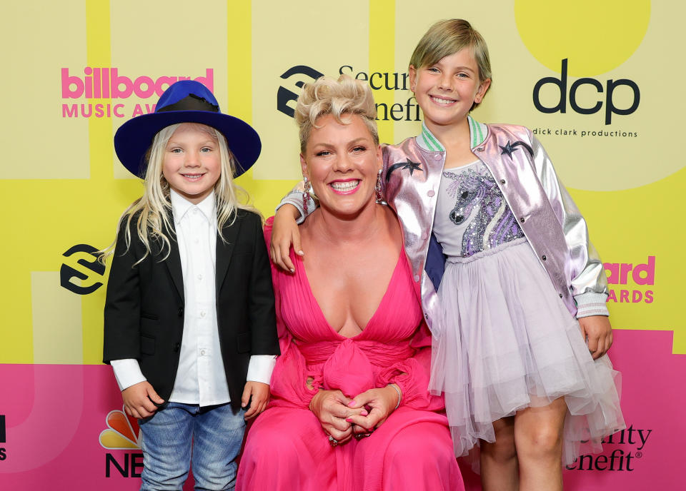 Pink with kids Jameson and Willow Hart. 