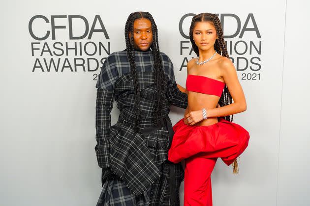 Law Roach and Zendaya at the 2021 CFDA Fashion Awards on November 10, 2021 in New York City. 