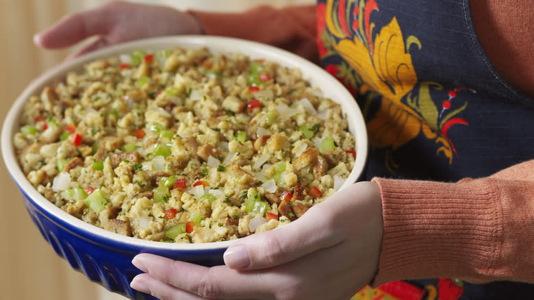 stuffing in a dish