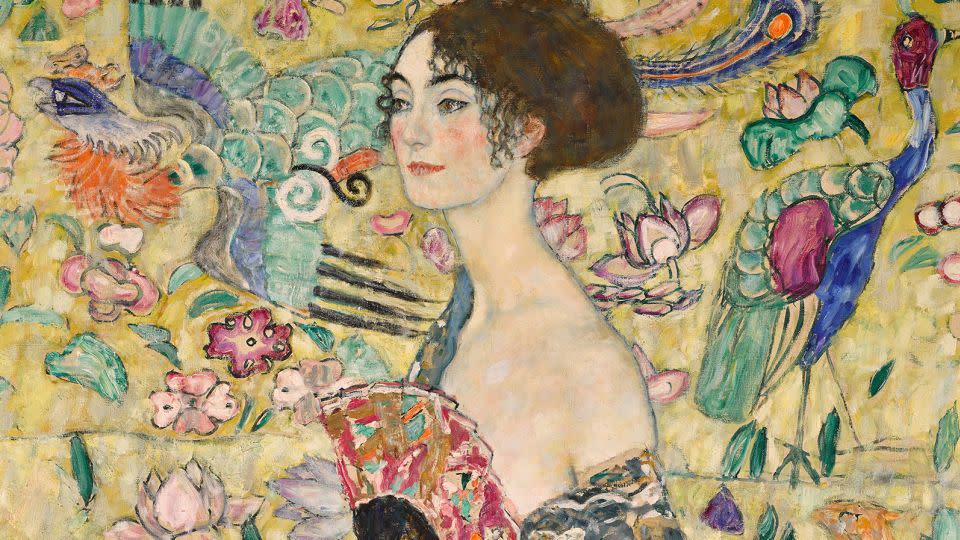 "Dame mit Fächer" became Klimt's highest-selling artwork at auction. - Courtesy Sotheby's