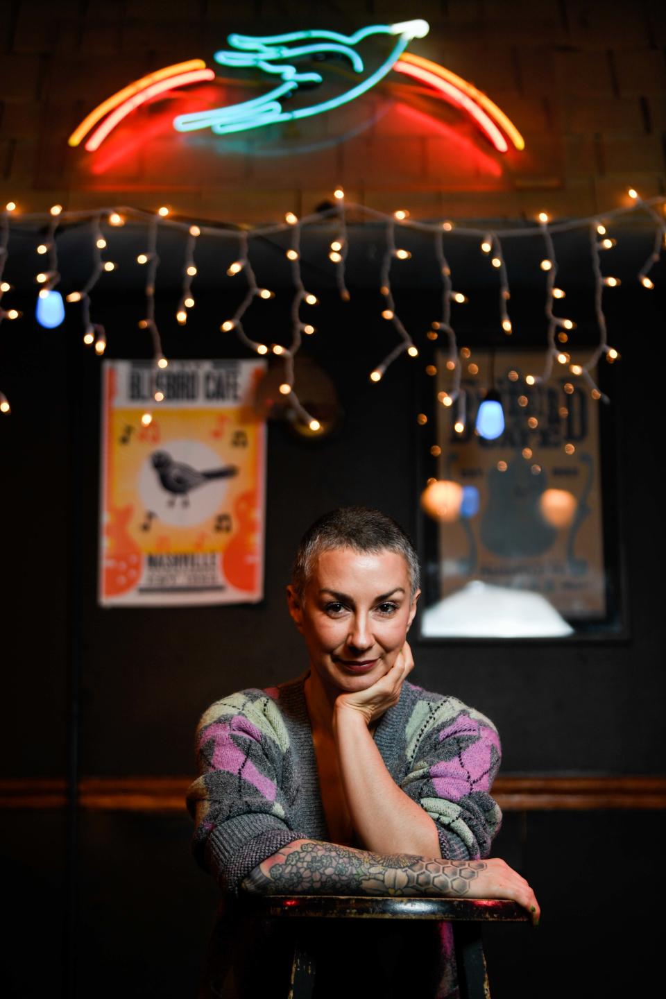 Portrait of Laura Veltz, multiple-time Grammy-nominated country singer and songwriter, at the Bluebird Cafe in Nashville, Tenn., Tuesday, Jan. 17, 2023. 