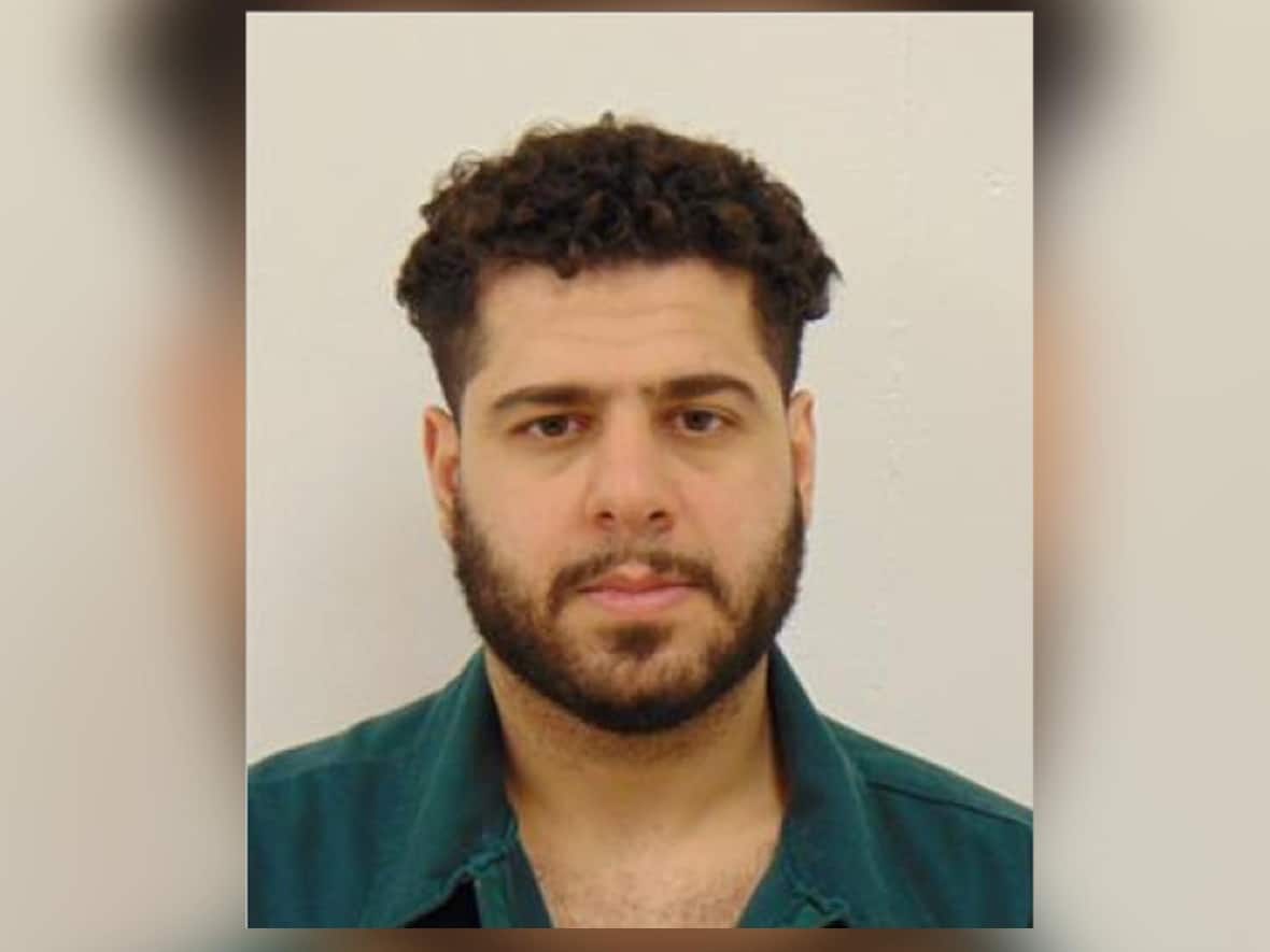 Talal Amer, 29, is wanted on Canada-wide warrants. He is accused of killing an innocent bystander in a crash after chasing and shooting at another car. (Calgary Police Service  - image credit)