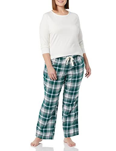 9) Lightweight Flannel Pant and Long-Sleeve T-Shirt Sleep Set