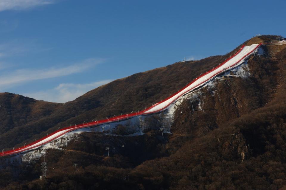 Yanqing Alpine Skiing Centre, a competition venue for the Beijing 2022 Winter Olympics, is using artificial snow (Reuters)