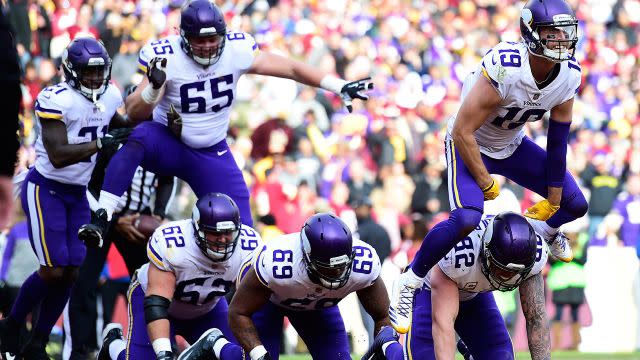 The Vikings were loving it. Pic: Getty