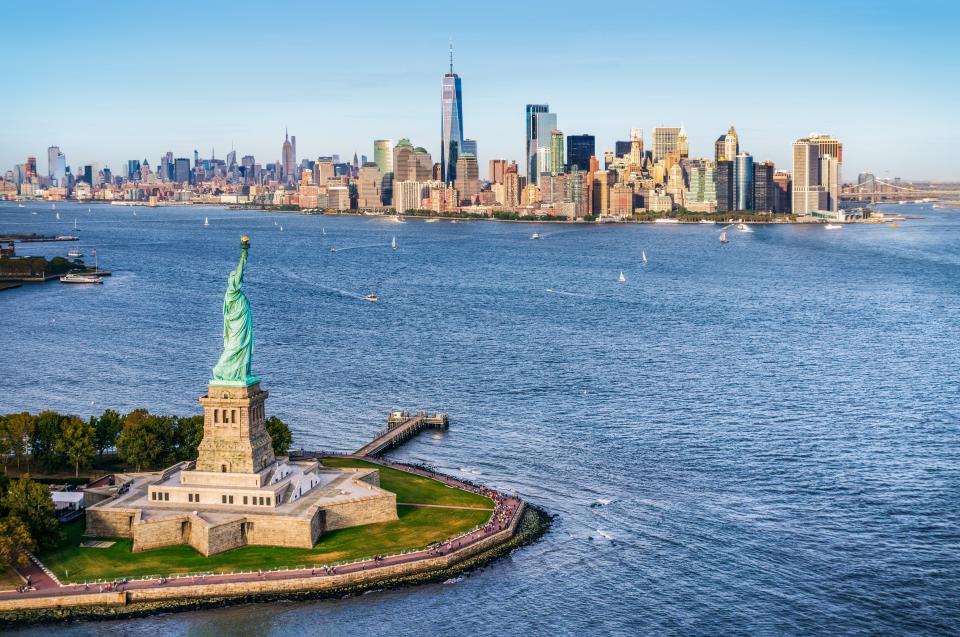 New York City skyline and Statue of Liberty